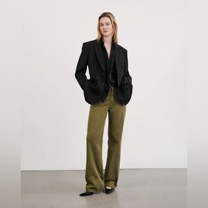 NWT Nili Lotan Olive Green Mitchell Cotton Pants Size 6